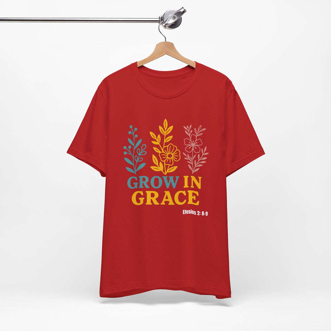 Grow in Grace T-shirt, Bella Canvas Unisex T-Shirt, Inspirational Floral Tee, Grow In Grace Scripture Shirt, Unisex Short Sleeve Shirt, Gift for Friends and Family, Everyday Wear